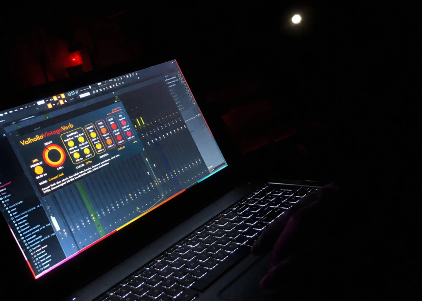 FHUGAWZ alternative pop mixing engineer image with warm noir studio atmosphere